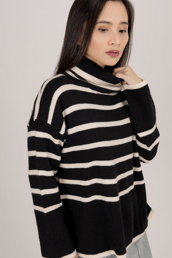 Zuri Stripe Turtleneck Sweater