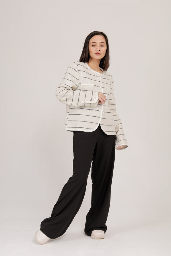 Diana Button-down Stripe Tweed Blazer